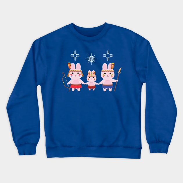 Tribal Bunny Family navy Crewneck Sweatshirt by Anicue